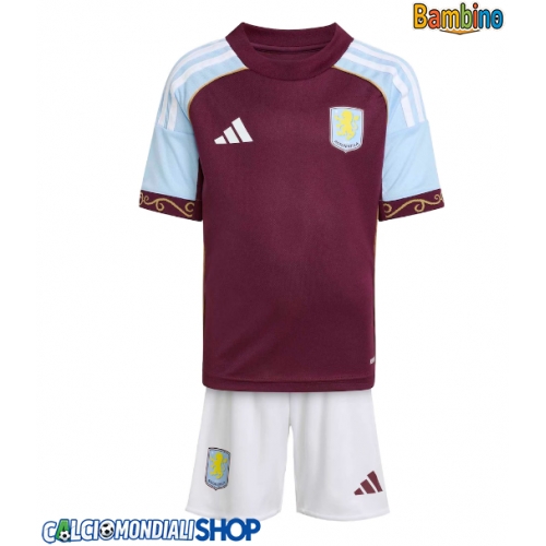 Maglie da calcio Aston Villa Prima Maglia Bambino 2025-26 Manica Corta + Pantaloni corti)